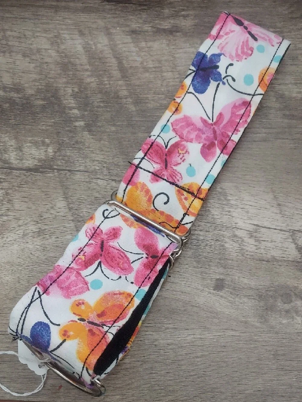 Custom Martingale Dog Collar Watercolor Butterfly Pink Orange Sighthound 2